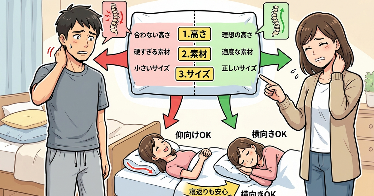 首こりに効く枕を見極めるために確認すべき3つの条件
