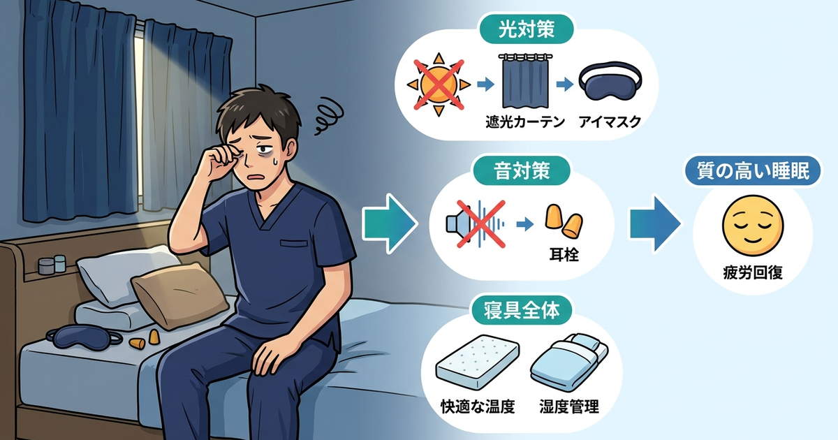 夜勤明けの睡眠環境を枕以外で整えていく