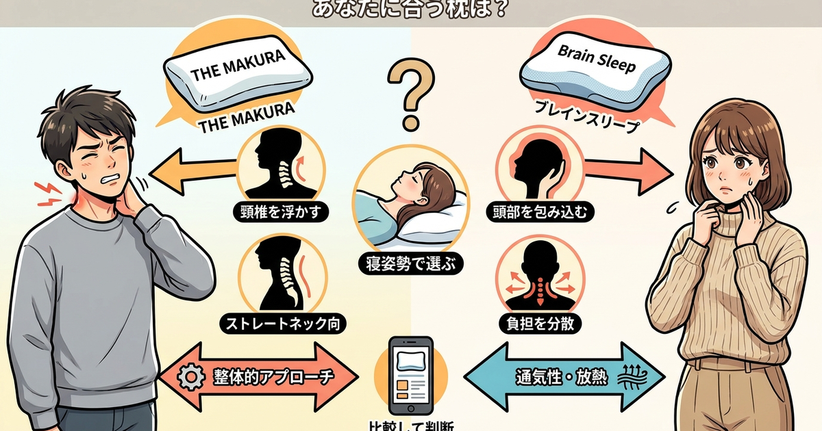 THE MAKURAとブレインスリープの比較、あなたに合う枕を寝姿勢から選ぶ