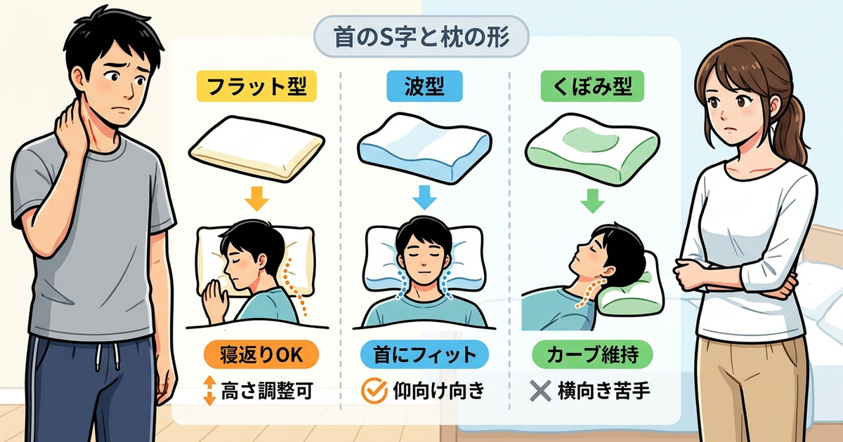 首のS字カーブを支える形状の違い